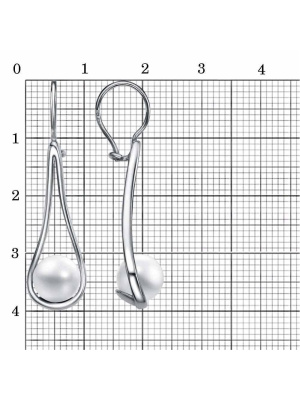 Серьги бижутерия, покрытие - платинирование, вставка - имитация жемчуга