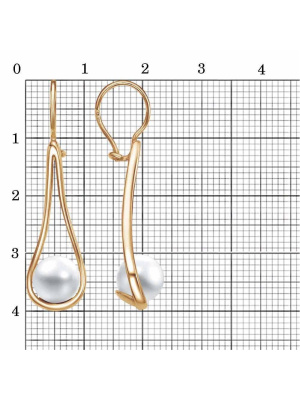 Серьги бижутерия, покрытие - золочение, вставка - имитация жемчуга