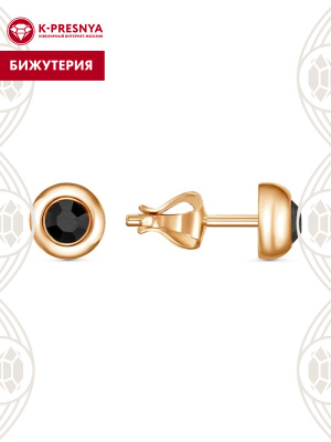 Серьги бижутерия, покрытие - золочение, вставка - стекло ювелирное preciosa