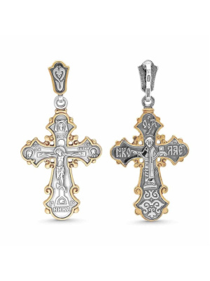 Подвеска серебро 925 пробы, покрытие - оксидирование, выборочное золочение, без вставок