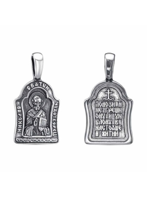 Подвеска "николай чудотворец" серебро 925 пробы, покрытие - оксидирование, без вставок