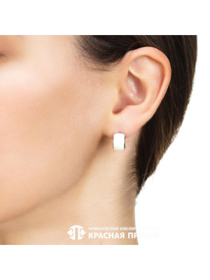 Серьги серебро 925 пробы, покрытие - родирование, отделка - эмаль, без вставок