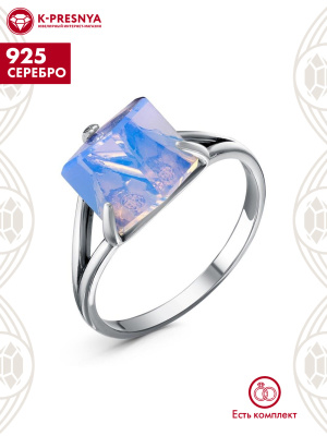 Кольцо серебро 925 пробы, покрытие - оксидирование, вставка - стекло ювелирное собственной огранки