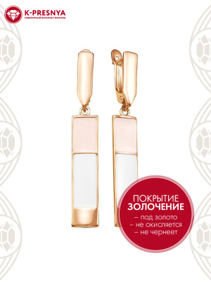 Серьги бижутерия, покрытие - золочение, отделка - эмаль, без вставок