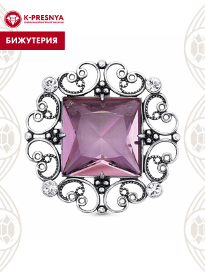 Брошь бижутерия, покрытие - серебрение с оксидированием