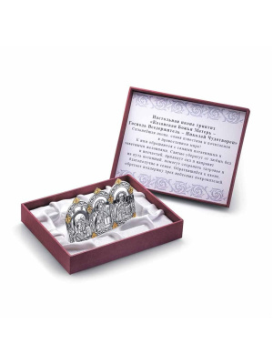 Икона бижутерия, покрытие - серебрение с оксидированием, выборочное золочение, без вставок