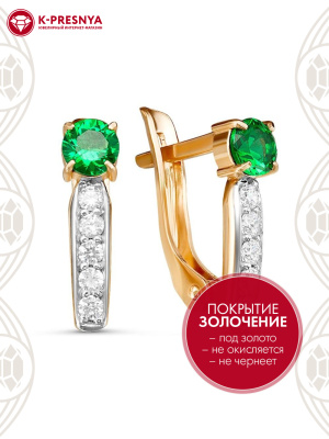 Серьги серебро 925 пробы, покрытие - золочение, выборочное родирование