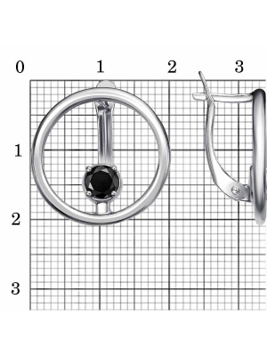 Серьги бижутерия, покрытие - серебрение с оксидированием, вставка - фианит (недрагоценный камень)