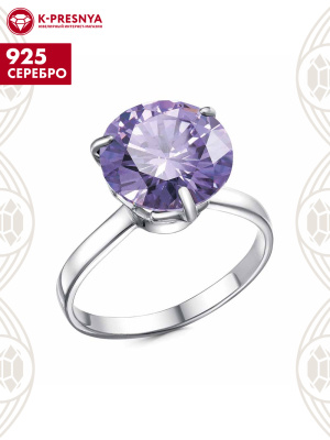 Кольцо серебро 925 пробы, покрытие - платинирование, вставка - фианит (недрагоценный камень)