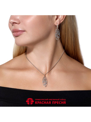 Серьги серебро 925 пробы, покрытие - оксидирование, без вставок