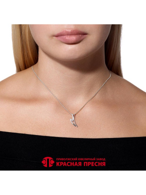 Подвеска серебро 925 пробы, покрытие - родирование, вставка - фианит (недрагоценный камень)