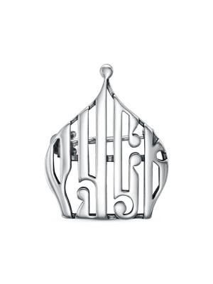 Брошь бижутерия, покрытие - серебрение с оксидированием, без вставок