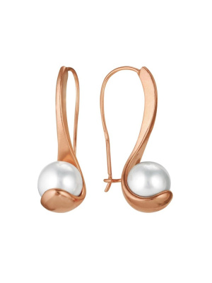 Серьги серебро 925 пробы, покрытие - золочение, вставка - имитация жемчуга