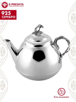 Чайник заварочный серебро 925 пробы, покрытие - оксидирование, без вставок