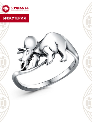 Кольцо бижутерия, покрытие - серебрение с оксидированием, без вставок