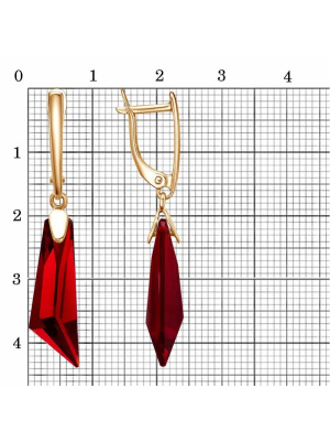 Серьги серебро 925 пробы, покрытие - золочение, вставка - стекло ювелирное собственной огранки