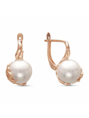 Серьги бижутерия, покрытие - золочение, вставка - имитация жемчуга