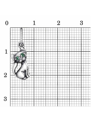 Подвеска серебро 925 пробы, покрытие - оксидирование, вставка - искусственная шпинель