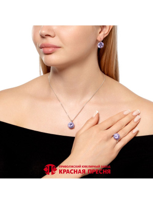 Серьги серебро 925 пробы, покрытие - родирование, вставка - фианит (недрагоценный камень)