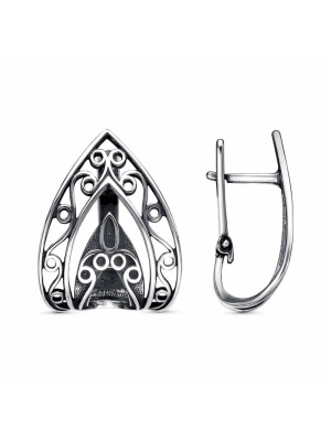 Серьги серебро 925 пробы, покрытие - оксидирование, без вставок