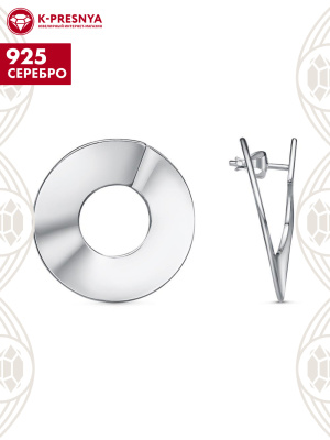 Серьги серебро 925 пробы, покрытие - платинирование, без вставок
