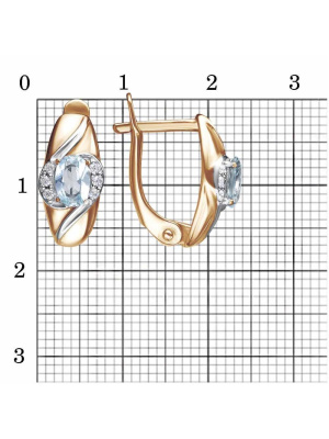 Серьги серебро 925 пробы, покрытие - золочение, выборочное родирование