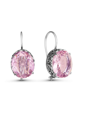 Серьги бижутерия, покрытие - серебрение с оксидированием, вставка - стекло ювелирное