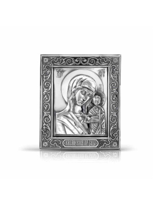 Икона "казанская божия матерь" серебро 925 пробы, покрытие - оксидирование, без вставок