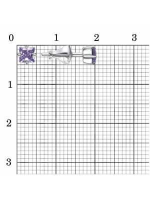 Серьги серебро 925 пробы, покрытие - платинирование, вставка - фианит (недрагоценный камень)