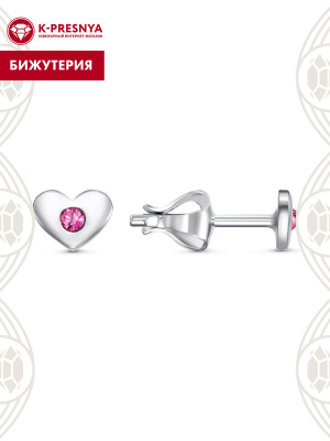 Серьги бижутерия, покрытие - серебрение, вставка - стекло ювелирное preciosa