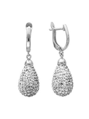 Серьги бижутерия, покрытие - серебрение, вставка - стекло ювелирное preciosa