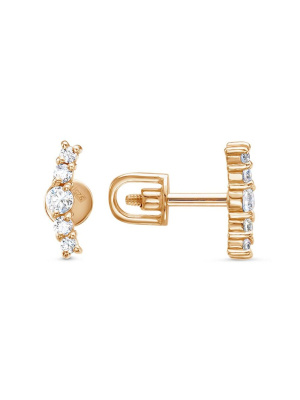 Серьги серебро 925 пробы, покрытие - золочение, вставка - фианит (недрагоценный камень)