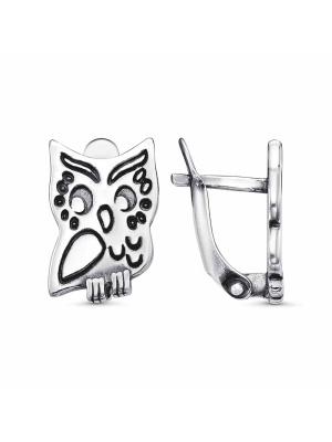 Серьги бижутерия, покрытие - серебрение с оксидированием, без вставок