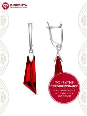 Серьги серебро 925 пробы, покрытие - платинирование, вставка - стекло ювелирное собственной огранки