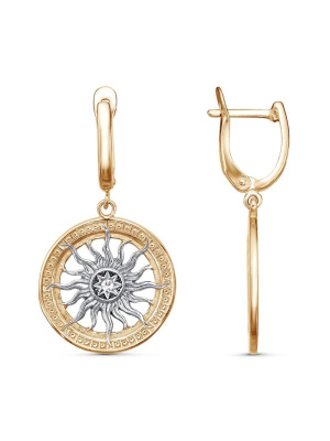 Серьги бижутерия, покрытие - золочение, выборочное родирование, вставка - стекло ювелирное preciosa