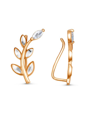 Серьги серебро 925 пробы, покрытие - золочение, отделка - алмазная грань, вставка - фианит (недрагоценный камень)