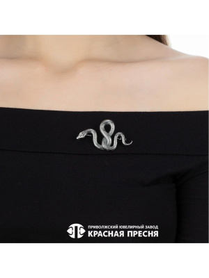 Брошь бижутерия, покрытие - серебрение с оксидированием, без вставок