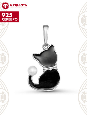 Подвеска серебро 925 пробы, покрытие - оксидирование, отделка - эмаль, вставка - культивированный жемчуг