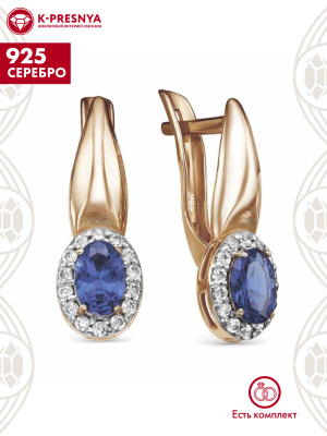 Серьги серебро 925 пробы, покрытие - золочение, выборочное родирование