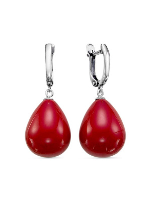 Серьги серебро 925 пробы, покрытие - родирование, вставка - имитация жемчуга