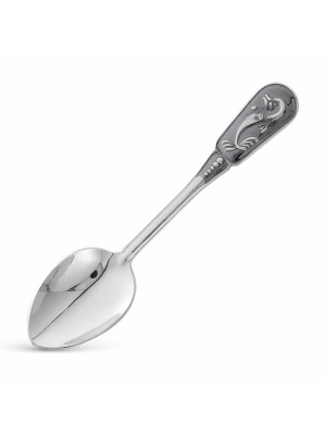 Ложка кофейная «дельфин» бижутерия, покрытие - серебрение с оксидированием, без вставок