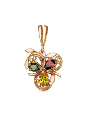 Подвеска бижутерия, покрытие - золочение, вставка - фианит (недрагоценный камень)