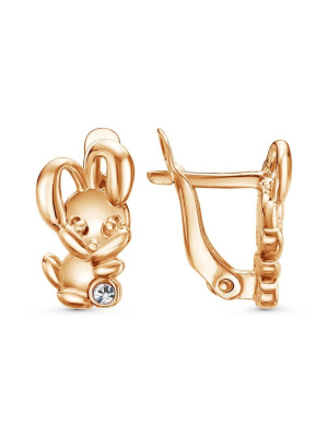 Серьги бижутерия, покрытие - золочение, вставка - стекло ювелирное preciosa