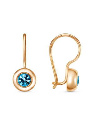 Серьги бижутерия, покрытие - золочение, вставка - стекло ювелирное preciosa