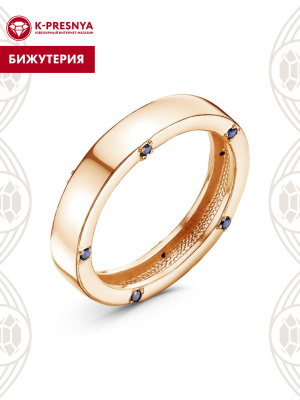 Кольцо бижутерия, покрытие - золочение, вставка - искусственная шпинель