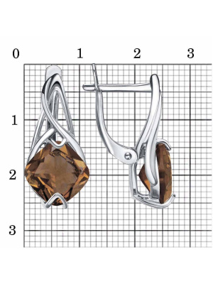 Серьги бижутерия, покрытие - платинирование, вставка - искусственный султанит