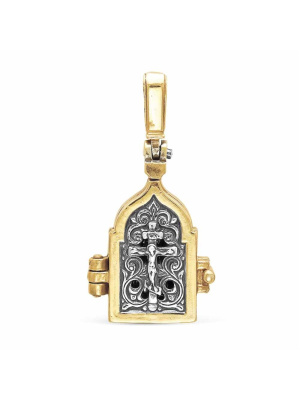 Подвеска серебро 925 пробы, покрытие - оксидирование, выборочное золочение, без вставок