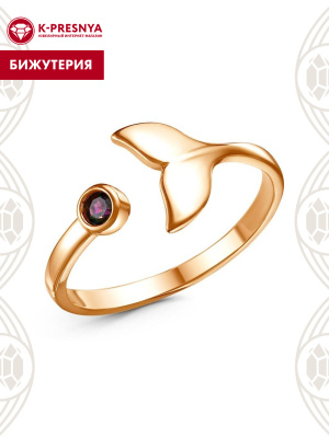 Кольцо бижутерия, покрытие - золочение, вставка - стекло ювелирное preciosa