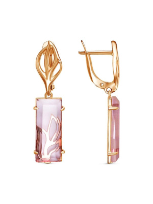 Серьги бижутерия, покрытие - золочение, вставка - стекло ювелирное собственной огранки