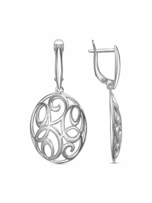 Серьги бижутерия, покрытие - серебрение с оксидированием, без вставок